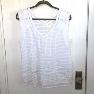 Anthropologie White Sleeveless White Blouse, Size 10